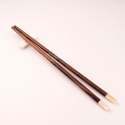Rosewood chopsticks and leather bag in cherry blossom