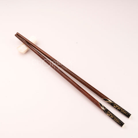 Rosewood chopsticks and leather bag in cherry blossom