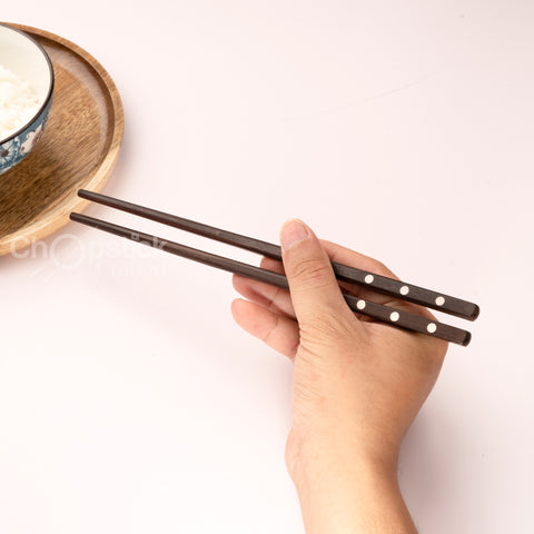 Rosewood chopsticks and leather bag in cherry blossom
