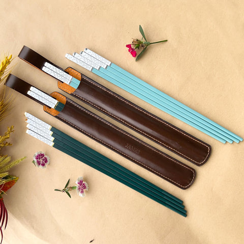 Personalized Fiberglass Chopsticks Pouch Leather.