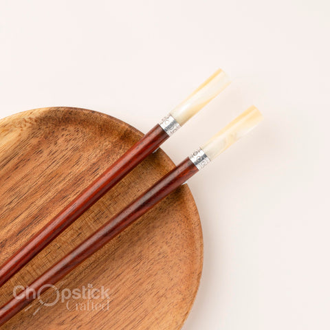 Super VIP Silver-rimmed snail-headed Rosewood chopsticks. Free Personalized Engraving