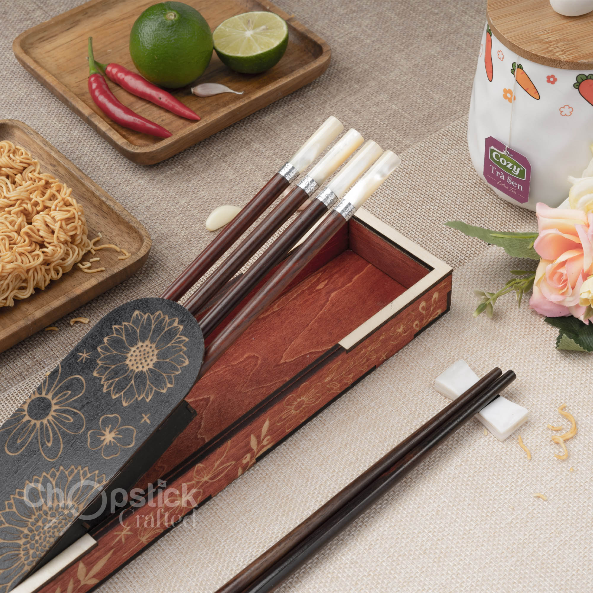 Premium Chopsticks Silver and shell wrapped chopsticks with luxury